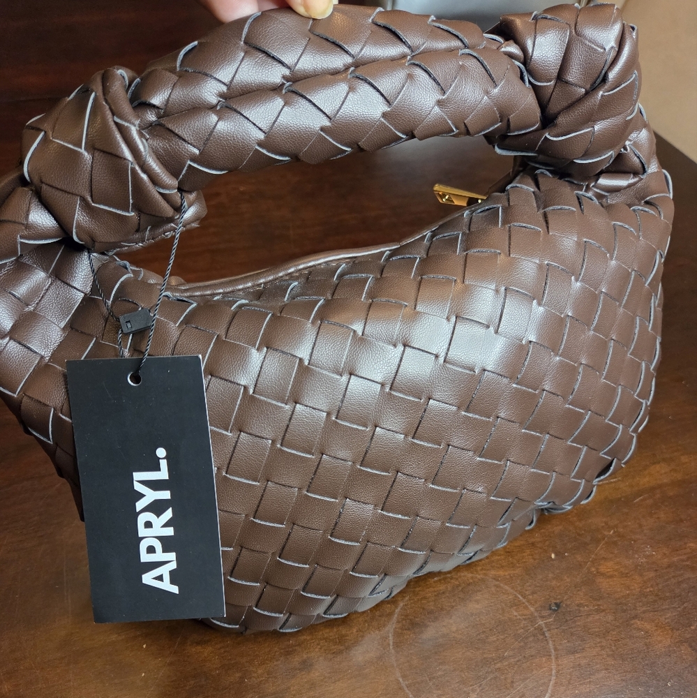 Apryl Brown Woven Handbag